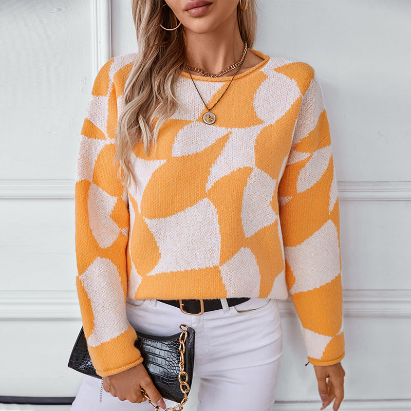 Damen Strickpullover mit modernem Muster und lässigem Schnitt