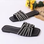 Damen Glamouröse Strandsandalen mit funkelndem Riemendesign R&B