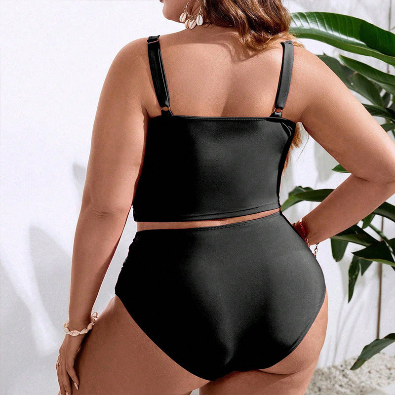 Damen Zweiteiliges Bikini-Set mit hoch taillierter Hose und schickem Oberteil R&B