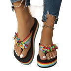 Damen Bequeme Zehentrenner mit buntem Blumenmotiv R&B