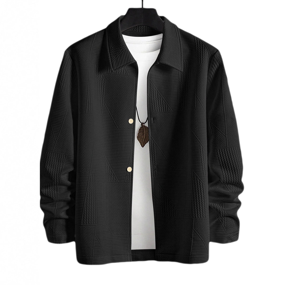 Herren nan strukturierte Shirtjacke im Patchwork-Relief mit Hemdkragen R&B