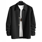 Herren nan strukturierte Shirtjacke im Patchwork-Relief mit Hemdkragen R&B