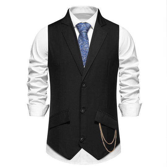 Herren elegante Anzugweste mit praktischen Taschen und modischen Akzenten R&B