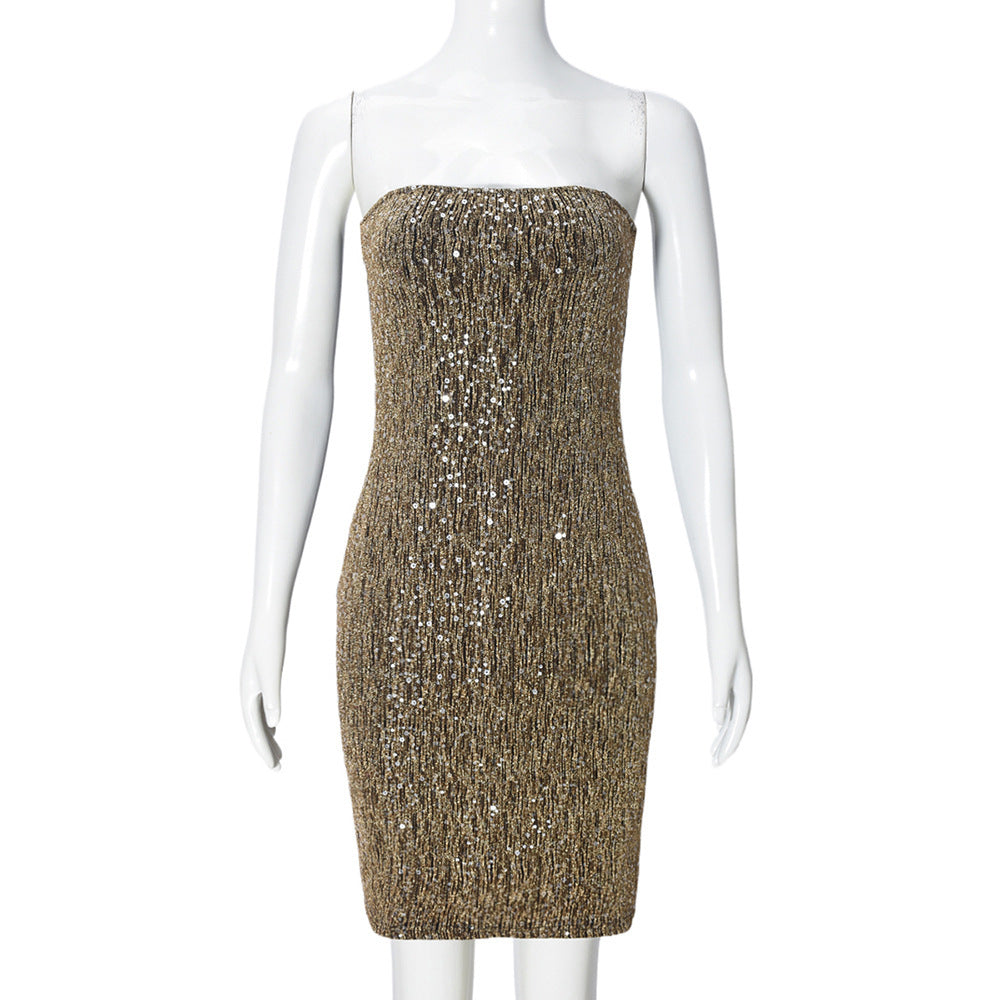 Damen Party Minikleid mit schimmerndem Pailletten-Effekt und figurbetontem Schnitt R&B