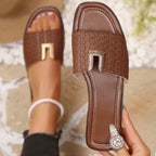 Damen Komfortable Slides mit modischem Riemen und eleganter Schnallenverzierung R&B