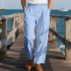 Herren lockere Sommerhose aus leichtem, atmungsaktiven Stoff mit Kordelzug R&B