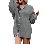 Damen Grobstrickjacke mit weiten Ärmeln und Kapuze R&B