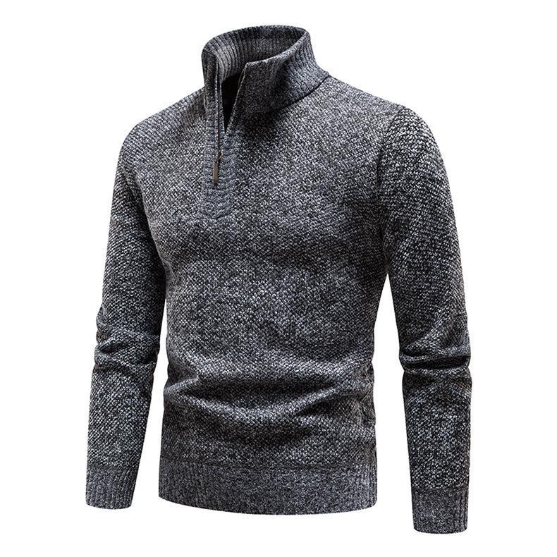 Herren Pullover mit halbem Reißverschluss und strukturiertem Design R&B