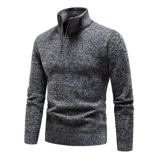 Herren Pullover mit halbem Reißverschluss und strukturiertem Design R&B