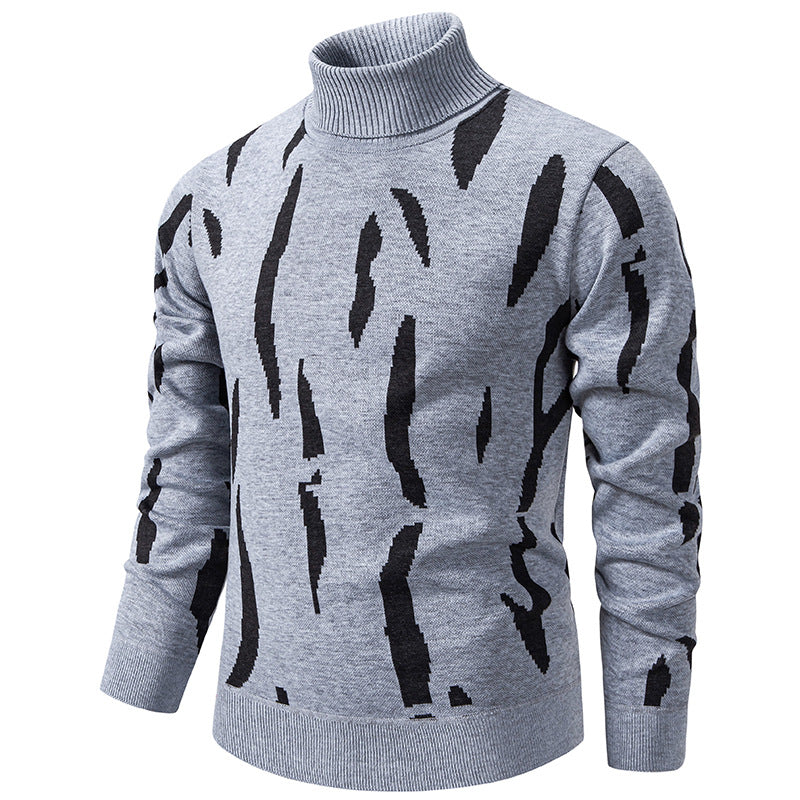 Herren modischer Pullover mit Stehkragen und einzigartigem Muster