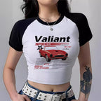 Damen Cropped T-Shirt mit auffälligem Druckdesign R&B