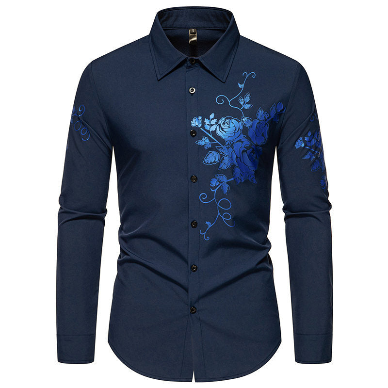 Herren Langarmhemd mit floralem Design
