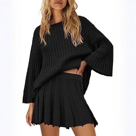 Damen lässiges Strickkleid mit asymmetrischem Saum und lockerem Schnitt R&B
