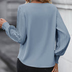Damen Bluse mit V-Ausschnitt und raffinierter Rüschendetail R&B