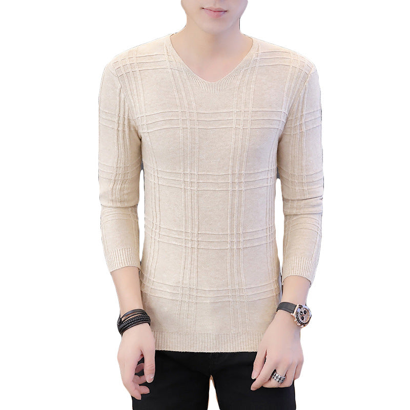 Herren Langarm-Pullover mit modernem Rippmuster und V-Ausschnitt