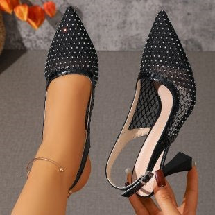 Damen Slingback-Pumps mit Netzdesign und funkelnden Akzenten R&B