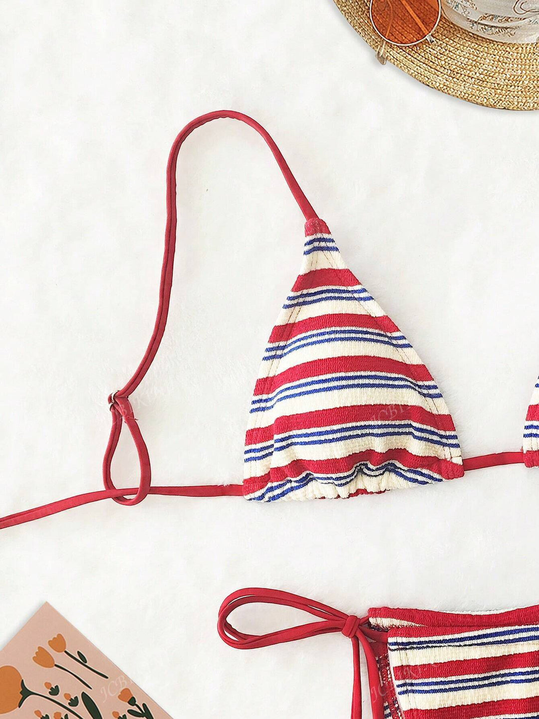Damen Triangel-Bikini mit buntem Streifenmuster R&B