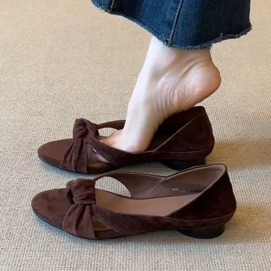 Damen Slingback-Ballerinas mit zierlichem Knotendetail und komfortabler Absatzhöhe R&B