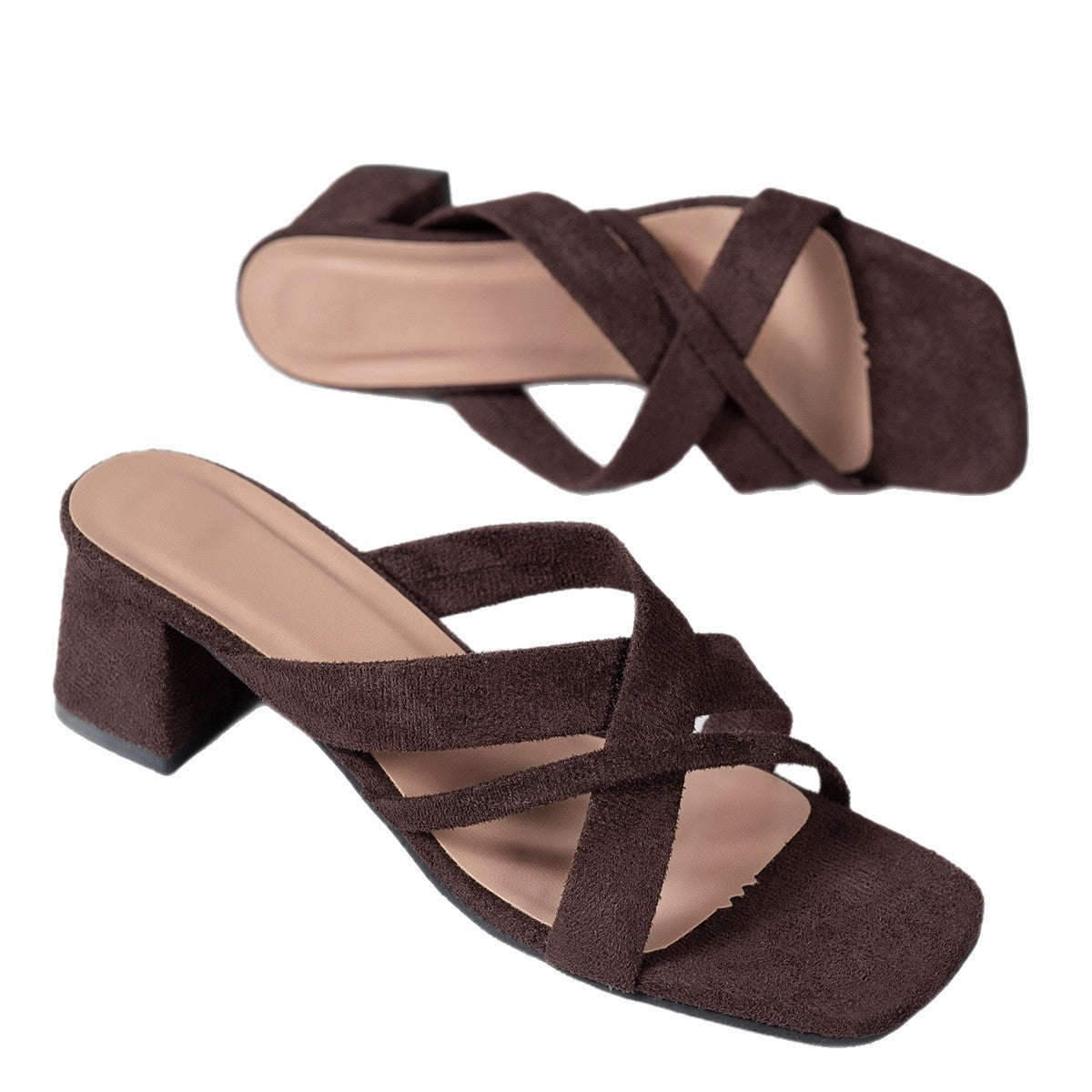 Damen elegante und bequeme Mules mit Blockabsatz R&B