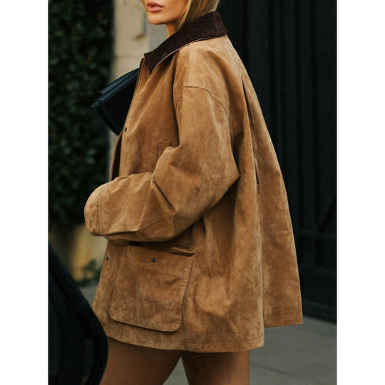 Damen Lässige Wildlederjacke R&B