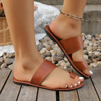 Damen Bequeme Zehentrenner-Sandalen mit breiten Riemen und ergonomischer Sohle R&B