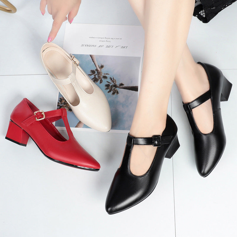 Damen Mary Jane Schuhe mit elegantem Riemchen und angenehm gepolstertem Blockabsatz R&B