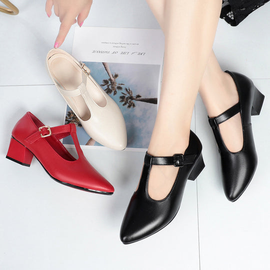 Damen Mary Jane Schuhe mit elegantem Riemchen und angenehm gepolstertem Blockabsatz R&B