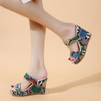Damen Wedge-Sandalen mit modischem Schlangenleder-Design R&B