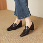Damen elegante Mokassins mit modischem Riemen R&B