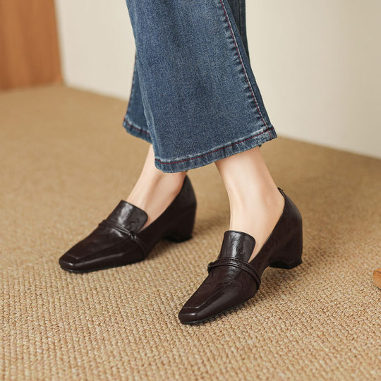 Damen elegante Mokassins mit modischem Riemen R&B
