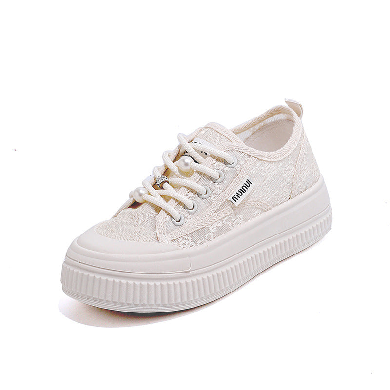 Damen Sneakers mit floralem Spitzen-Obermaterial und modischem Plateau R&B