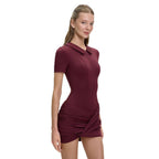 Damen Figurbetontes Polokleid mit Reißverschluss und Raffung R&B