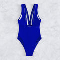 Damen Design-Einteiler Badeanzug mit tiefem V-Ausschnitt und sportlichem Schnitt R&B