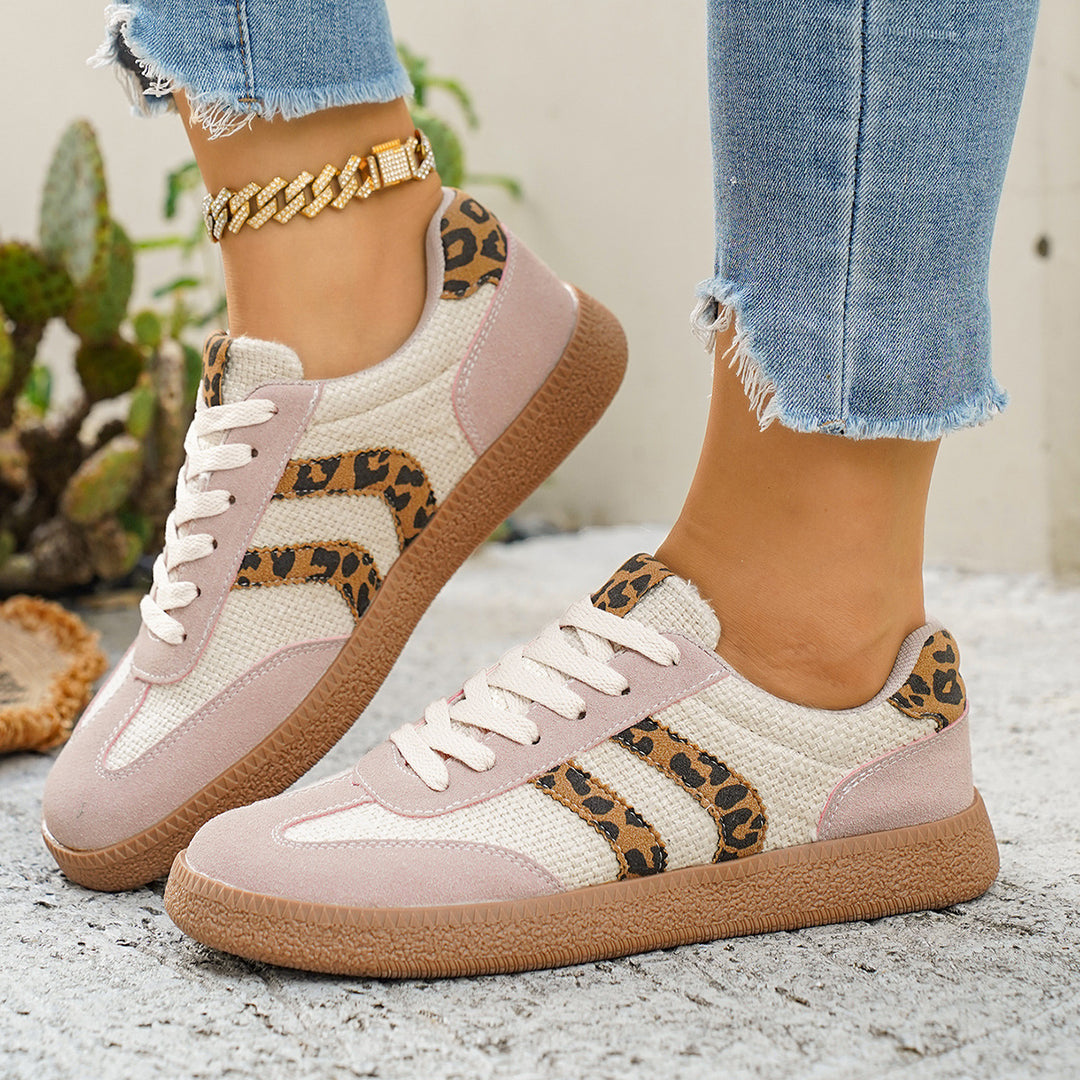 Damen Sportliche Sneakers mit Leoprint-Design und atmungsaktiver Oberflächenstruktur R&B