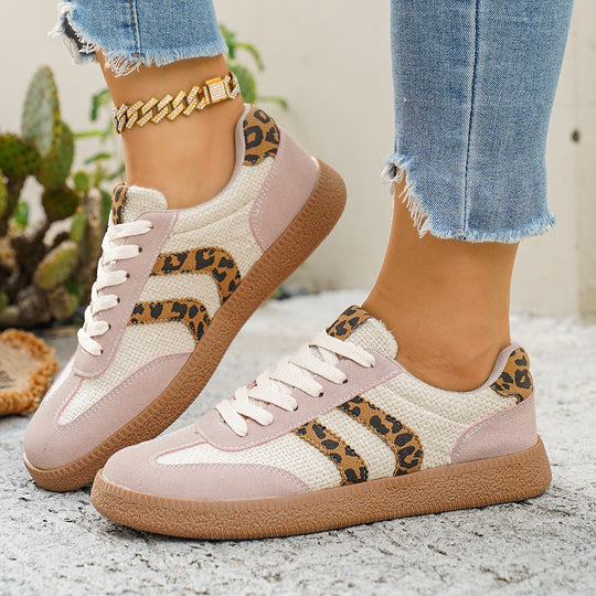 Damen Sportliche Sneakers mit Leoprint-Design und atmungsaktiver Oberflächenstruktur R&B