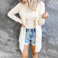Damen Lange Strickjacke mit Knopfleiste und lässigem Schnitt R&B