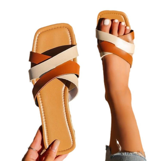 Damen flache Riemchen-Sandalen mit minimalistischem Design R&B