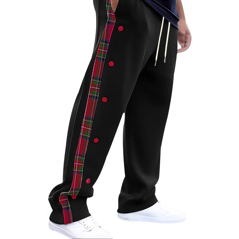 Herren Sportliche Freizeithose mit Knopfleisten und Karomuster R&B