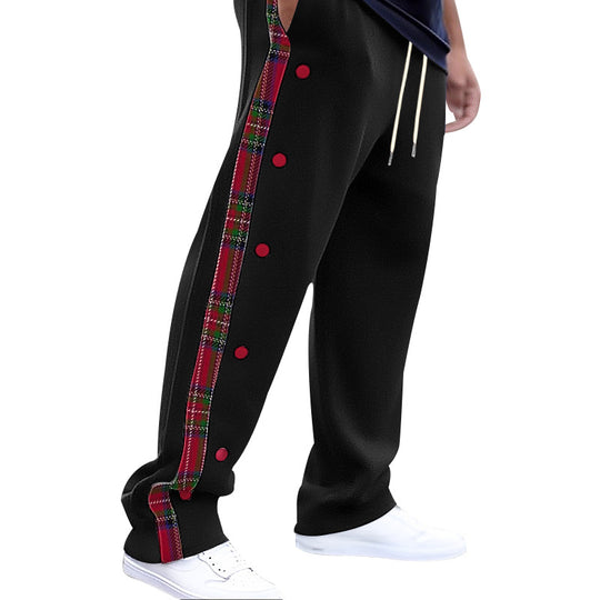 Herren Sportliche Freizeithose mit Knopfleisten und Karomuster R&B