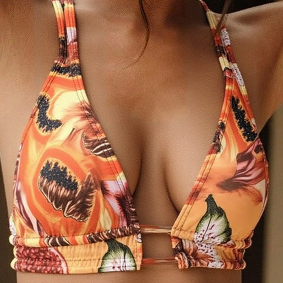 Damen Triangel-Bikini mit raffinierten Fruchtmotiven R&B