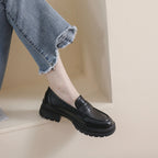 Damen Mokassin-Schuhe mit robustem Plateau und eleganter Schnalle