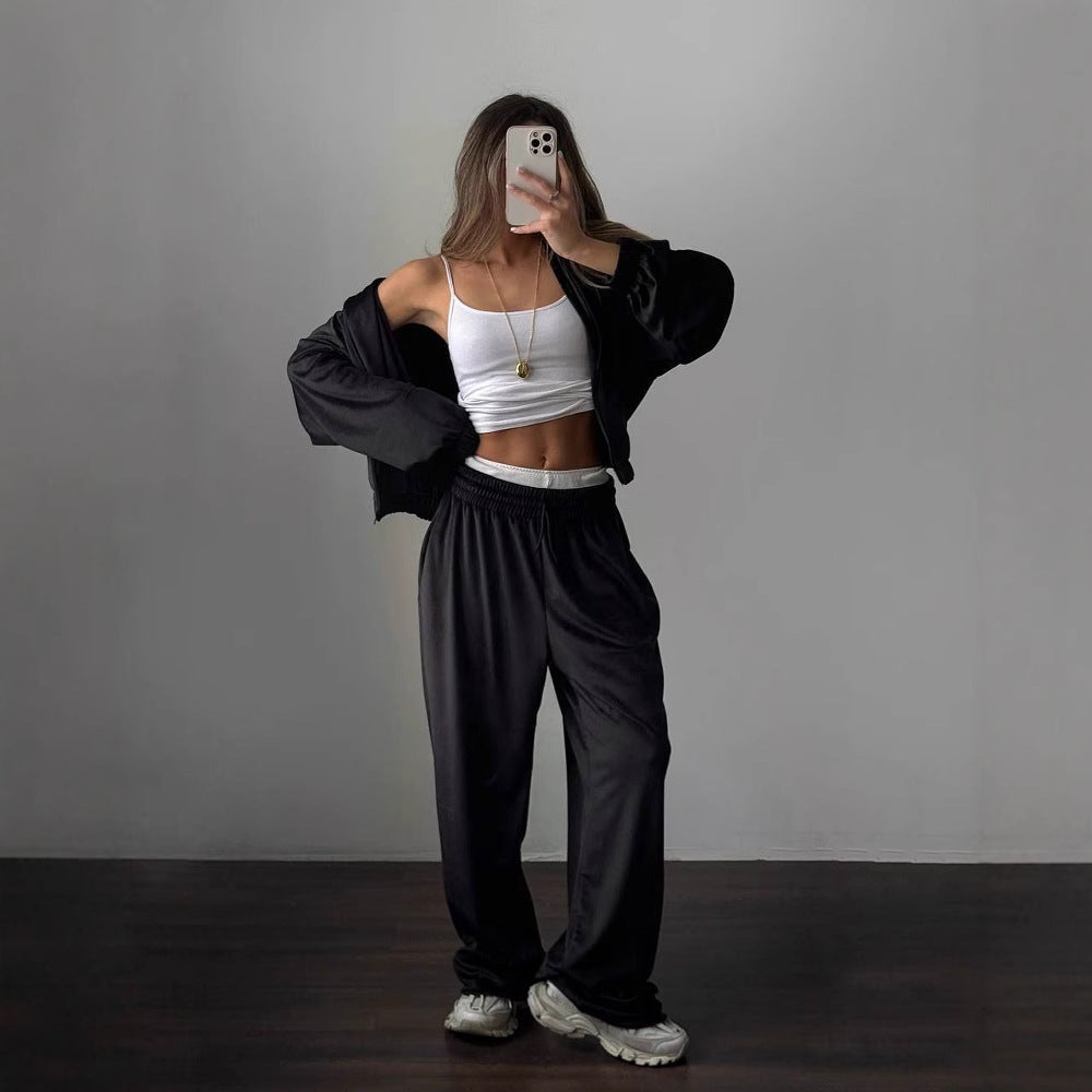Damen sportliches Lounge-Set aus weichem Fleece mit lockerem Schnitt R&B