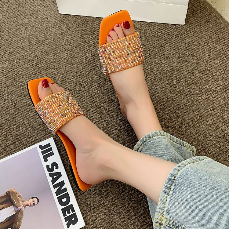 Damen Bequeme Mules mit funkelndem Strassdesign R&B