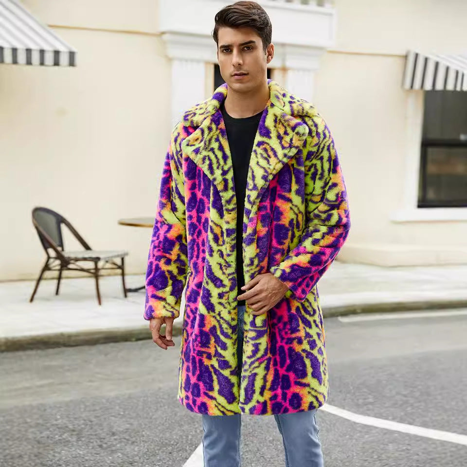 Herren Plüschmantel mit auffälligem Tierdesign R&B
