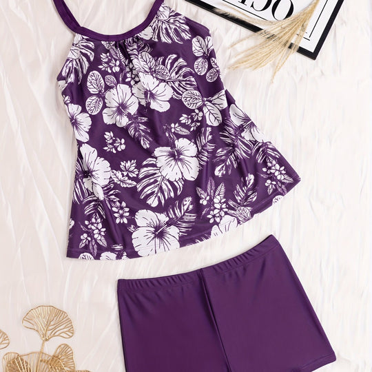 Damen Tankini mit floralem Design und komfortablen Shorts R&B
