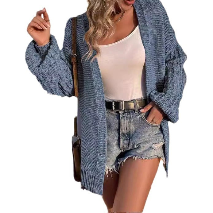 Damen Strickjacke mit weiten Ärmeln und lässigem Schnitt R&B