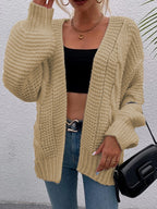 Damen Grobe Strickjacke mit offenem Schnitt und praktischen Taschen