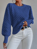 R&B | Pullover Sweatshirt Wollmischung Relaxed Fit Gestepptes Muster Rundhalsausschnitt
