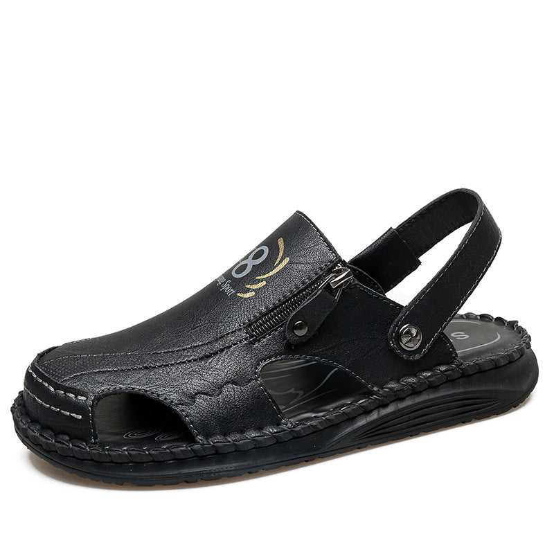 Herren orthopädische Leder-Sandalen mit verstellbarem Riemensystem R&B