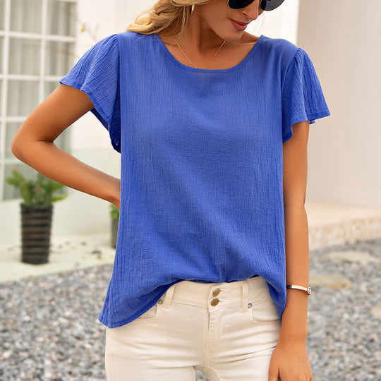 Damen lässiges Kurzarm Top mit Schlaufen-Detail R&B